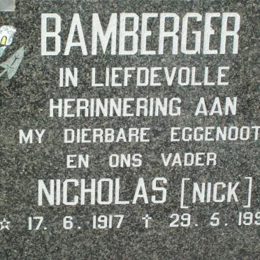 BAMBERGER Nicholas 1917-1992