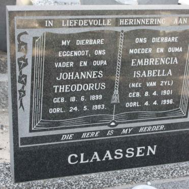 CLAASSEN Johannes Theodorus 1899-1983 &amp; Embrencia Isabella VAN ZYL 1901-1996