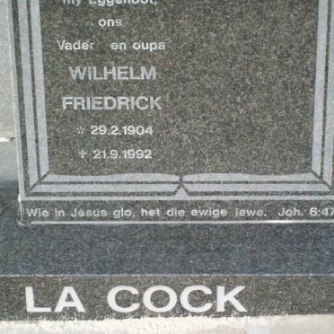 COCK Wilhelm Friedrick, la 1904-1992