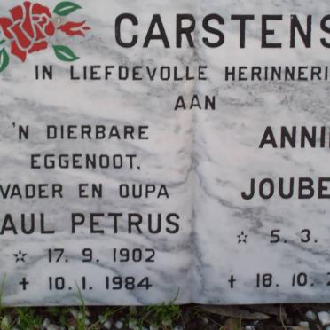 CARSTENS Paul Petrus 1902-1984 &amp; Annie JOUBERT 1929-2000