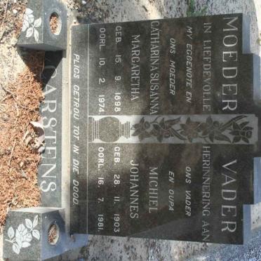 CARSTENS Michiel Johannes 1903-1981 &amp; Catharina Susanna Margaretha 1898-1974