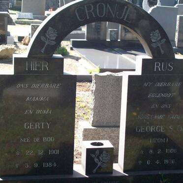 CRONJE George S.D. 1906-1976 &amp; Gerty DE BOD 1901-1984