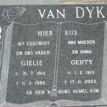 DYK Gielie, van 1914-1986 &amp; Gerty 1913-2003