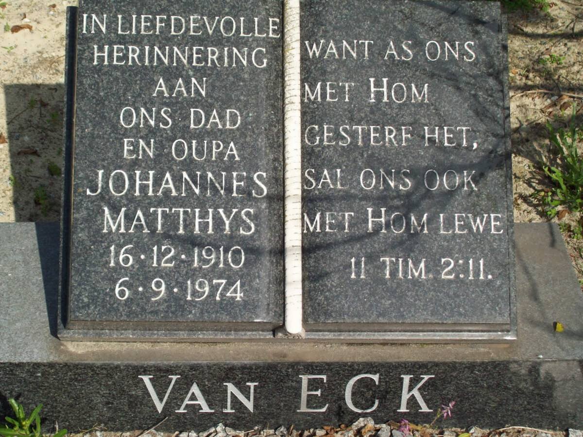 ECK Johannes Matthys, van 1910-1974
