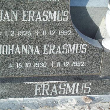 ERASMUS Jan 1925-1992 &amp; Johanna 1930-1992