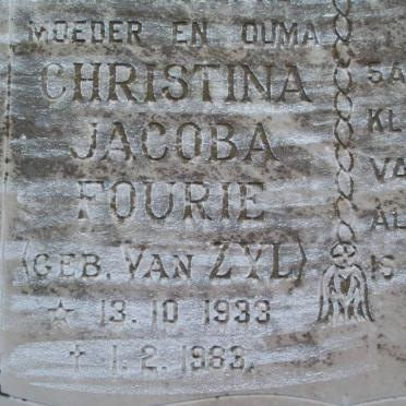 FOURIE Christina Jacoba nee VAN ZYL 1933-1983