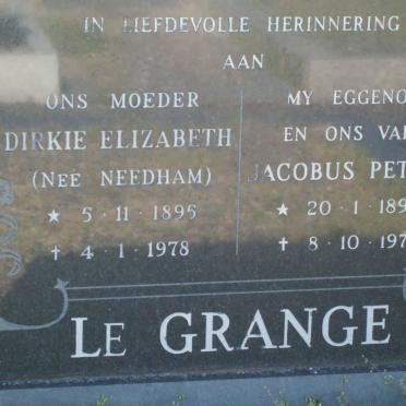GRANGE Jacobus Petrus, le 1893-1974 &amp; Dirkie Elizabeth NEEDHAM 1895-1978