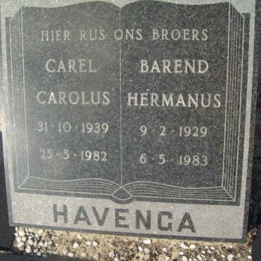 HAVENGA Carel Carolus 1939-1982 :: HAVENGA  Barend Hermanus 1929-1983