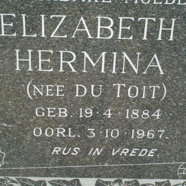 HEYNS Elizabeth Hermina nee DU TOIT 1884-1967