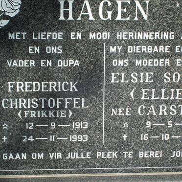 HAGEN Frederick Christoffel 1913-1993 &amp; Elsie Sophia CARSTENS 1911-1986
