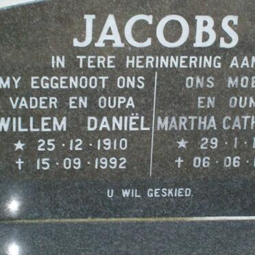 JACOBS Willem Daniel 1910-1992 &amp; Martha Catharina 1909-1995