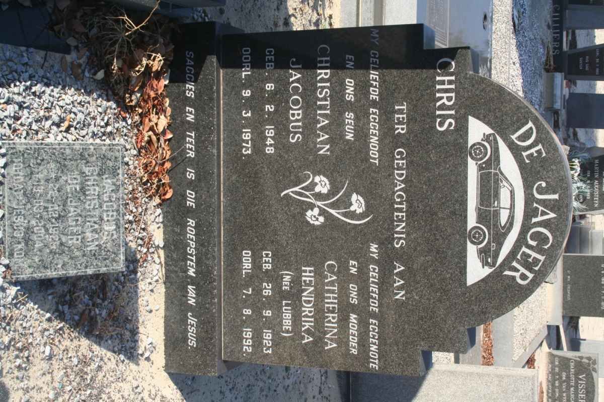 JAGER Christiaan Jacobus, de 1948-1973 :: JAGER Catherina Hendrika, de nee LUBBE 1923-1992