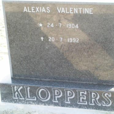 KLOPPERS Alexias Valentine 1904-1992