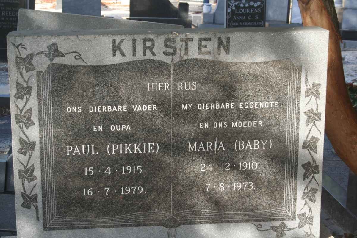 KIRSTEN Paul 1915-1979 &amp; Maria 1910-1973