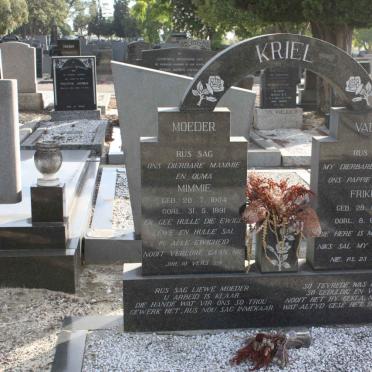 KRIEL Frikkie 1907-1972 &amp; Mimmie 1904-1991