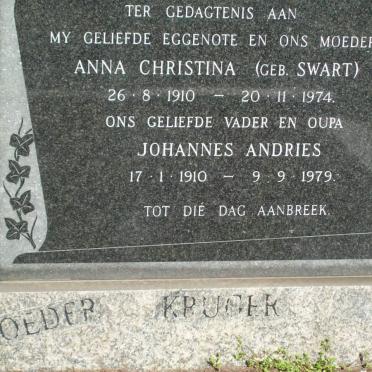 KRUGER Johannes Andries 1910-1979 &amp; Anna Christina SWART 1910-1974