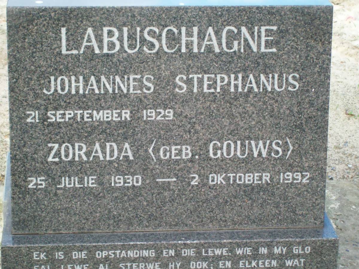LABUSCHAGNE Johannes Stephanus 1929-  &amp; Zorada GOUWS 1930-1992