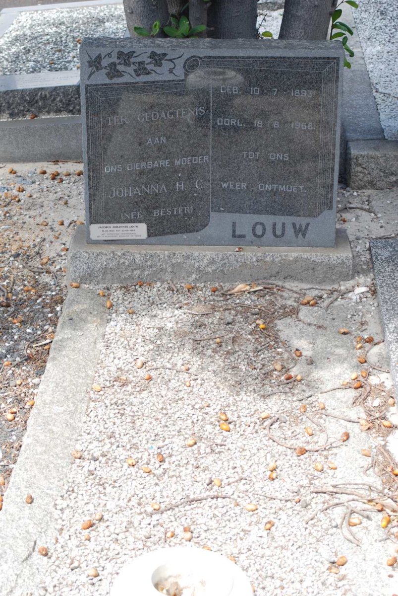LOUW Johanna H.C. nee BESTER 1893-1968 :: LOUW Jacobus Johannes 1923-1993 