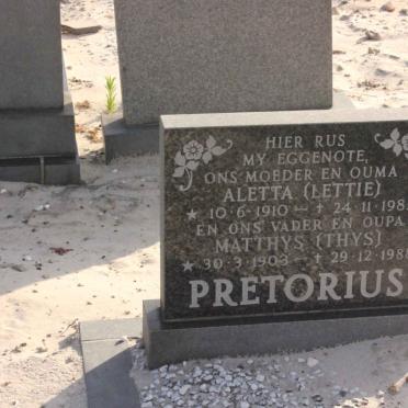 PRETORIUS Matthys 1903-1988 &amp; Aletta 1910-1983