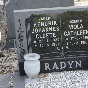 RADYN Hendrik Johannes Cloete 1920-1981 &amp; Viola Cathleen 1929-1993