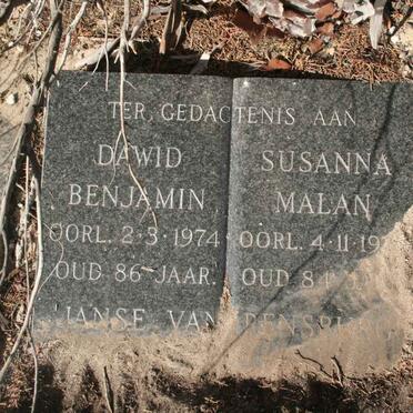 RENSBURG Dawid Benjamin, Janse van -1974 &amp; Susanna Malan 19??