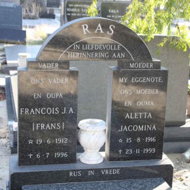 RAS Francois J.A. 1912-1996 &amp; Aletta Jacomina 1916-1993