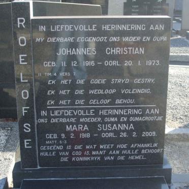 ROELOFSE Johannes Christian 1916-1973 &amp; Mara Susanna 1918-2009