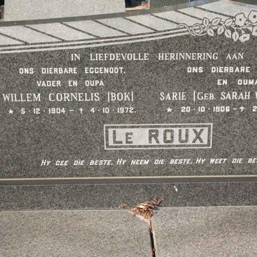 ROUX Willem Cornelis, le 1904-1972 &amp; Sarah WINTERBACH 1906-1978