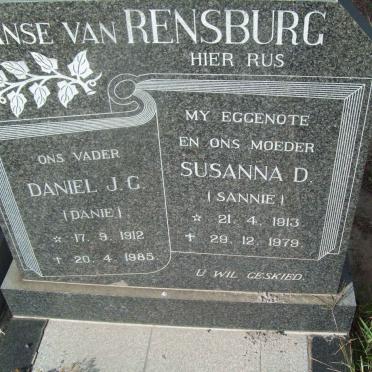 RENSBURG Daniel J.G., Janse van 1912-1985 &amp; Susanna D. 1913-1979