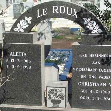 ROUX Christiaan W., le 1900-1974 &amp; Aletta 1905-1993