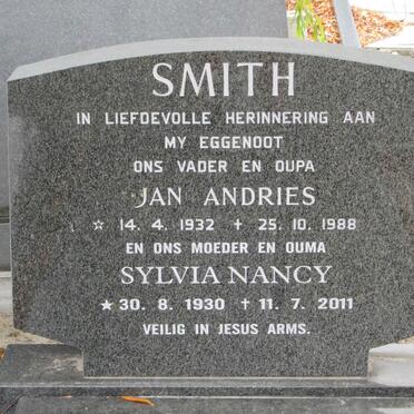 SMITH Jan Andries 1932-1988 &amp; Sylvia Nancy 1930-2011
