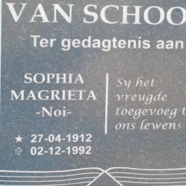 SCHOOR Sophia Magrieta, van 1912-1992
