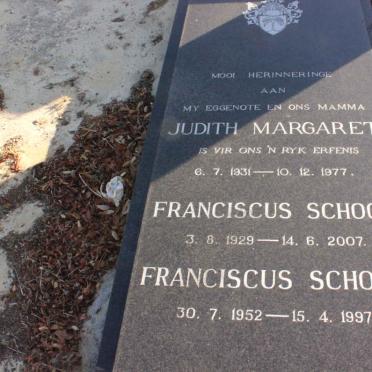 SCHOON Franciscus 1929-2007 &amp; Judith Margaret 1931-1977 :: SCHOON Franciscus 1952-1997
