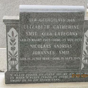 SMIT Nicolaas Andrias Johannes 1899-1975 &amp; Elizabeth Catherine LATEGAN 1905-1955