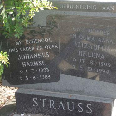 STRAUSS Johannes Harmse 1893-1983 &amp; Elizabeth Helena 1899-1994