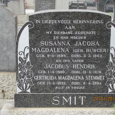 SMIT Jacobus Hendrik 1899-1979 &amp; Susanna Jacoba Magdalena BURGER 1898-1962 :: STEMMET Gertruida Magdalena 1935-1994