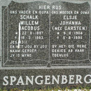 SPANGENBERG Schalk Willem Jacobus 1897-1983 &amp; Elsje Johanna CARSTEN 1904-1995