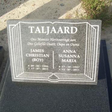 TALJAARD James Christian 1925-2011 &amp; Anna Susanna Maria 1927-2011