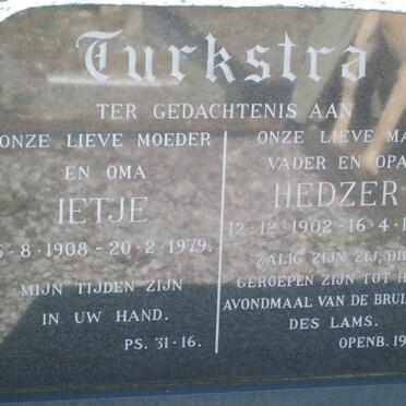 TURKSTRA Hedzer 1902-1976 &amp; Ietje 1908-1979
