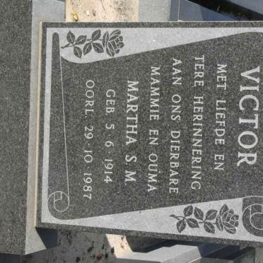 VICTOR Martha S.M. 1914-1987