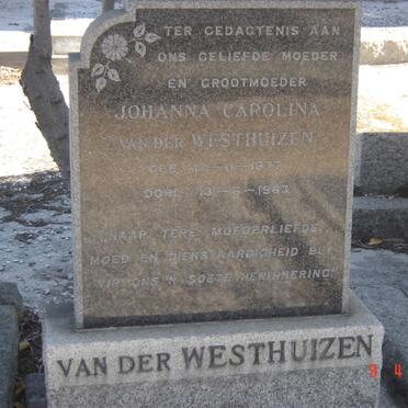 WESTHUIZEN Johanna Carolina, van der 1877-1963