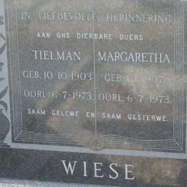 WIESE Tielman 1903-1973 &amp; Margaretha 1907-1973