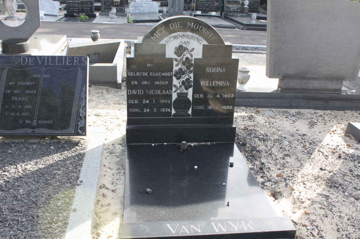 WYK David Nicolaas, van 1902-1974 &amp; Rosina Willemina 1903-1988