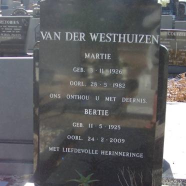 WESTHUIZEN Bertie, van der 1925-2009 &amp; Martie 1926-1982
