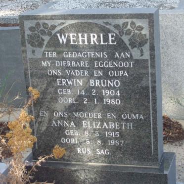 WEHRLE Erwin Bruno 1904-1980 &amp; Anna Elizabeth 1915-1987