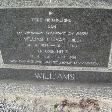 WILLIAMS William Thomas 1922-1973 &amp; Helie 1918-2008