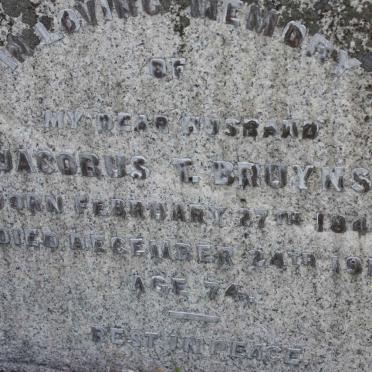 BRUYNS Jacobus T. 1845-1919 &amp; Maria L. 1853-1934 