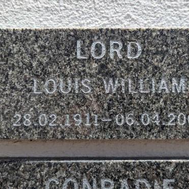 LORD Louis William 1911-2007