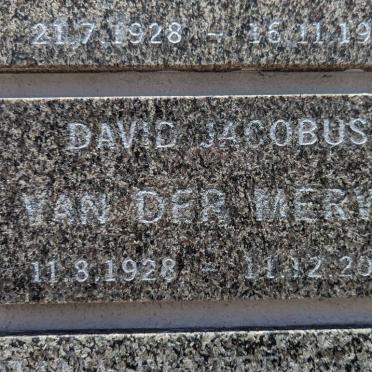 MERWE David Jacobus, van der 1928-2002