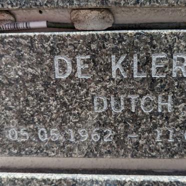 KLERK Dutch, de 1962-1998
